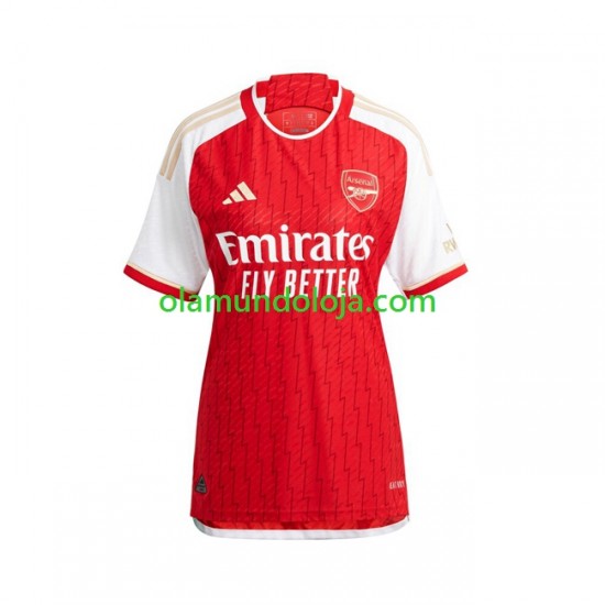 Camisola Arsenal Mulher Equipamento Primeiro 2023-2024 Manga Curta